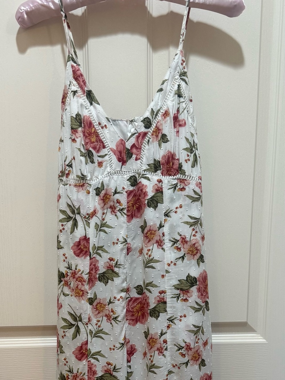 American Eagle Outfitters White Jumper with Pink Floral Print